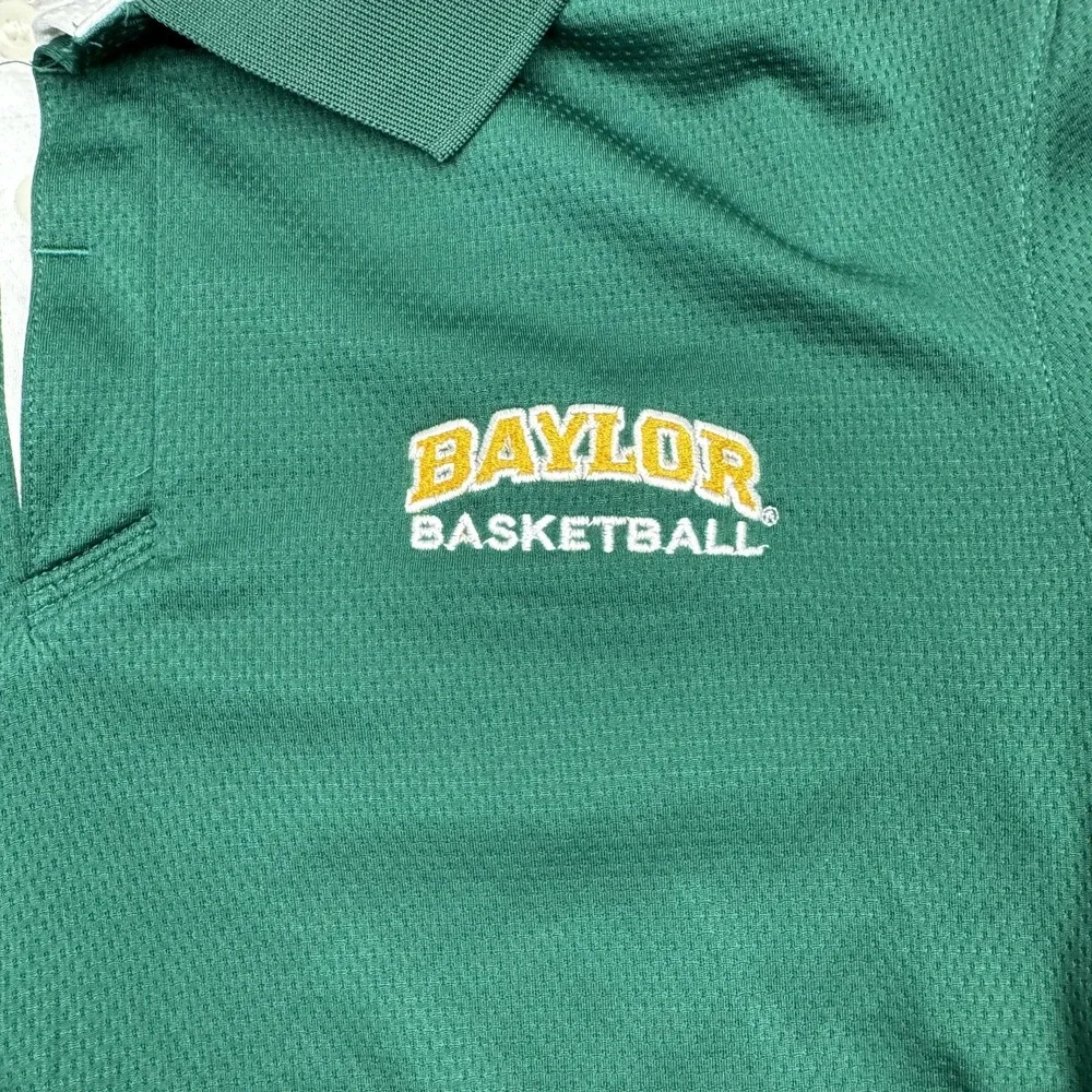 Baylor Bears Shirt Polo Mens Medium Green NCAA Basketball Adidas Short Sleeve